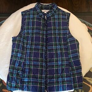 Croft & Barrow Blue, Green and white Plaid puffy Vest